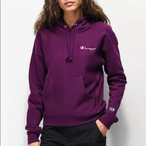 Champion Reverse Weave  script purple pullover hoodie women’s small